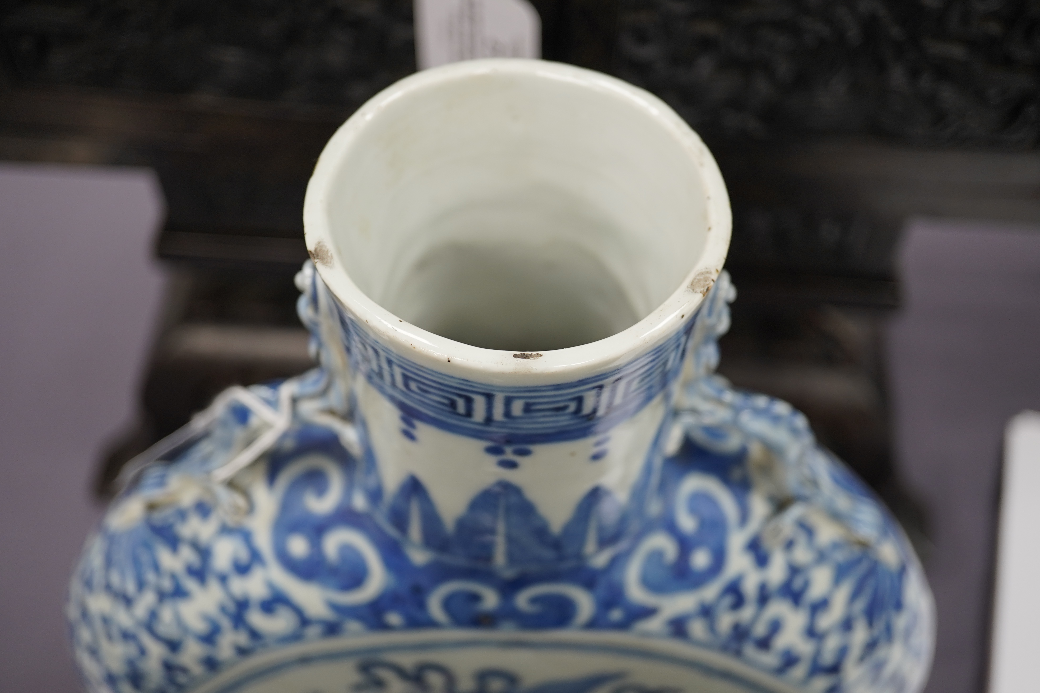 A large Chinese blue and white moonflask, bianhu, 19th century